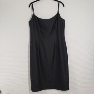 Vintage Talbots Silk Slip Dress Womens 14 Black Embroidered Cocktail Wedding 90s